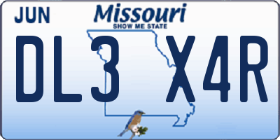 MO license plate DL3X4R