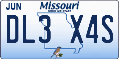 MO license plate DL3X4S