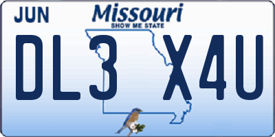 MO license plate DL3X4U