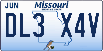 MO license plate DL3X4V