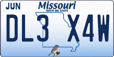 MO license plate DL3X4W