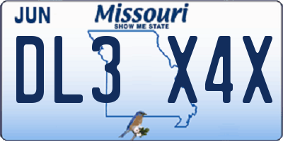 MO license plate DL3X4X