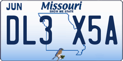 MO license plate DL3X5A