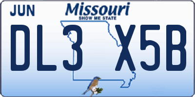 MO license plate DL3X5B