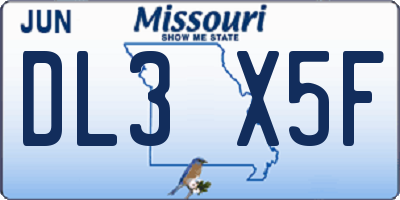 MO license plate DL3X5F