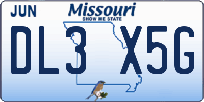 MO license plate DL3X5G