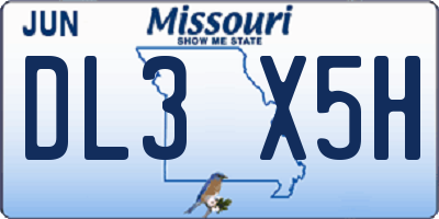 MO license plate DL3X5H