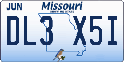 MO license plate DL3X5I