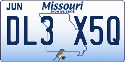 MO license plate DL3X5Q