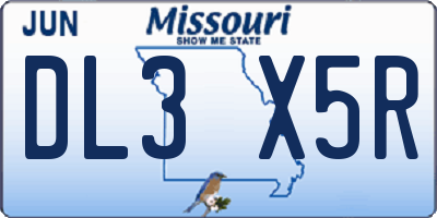 MO license plate DL3X5R