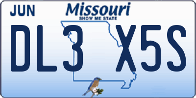 MO license plate DL3X5S