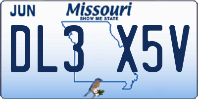 MO license plate DL3X5V
