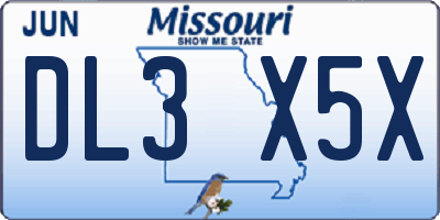 MO license plate DL3X5X