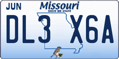 MO license plate DL3X6A