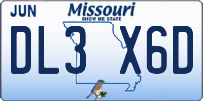 MO license plate DL3X6D