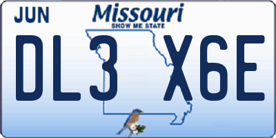 MO license plate DL3X6E