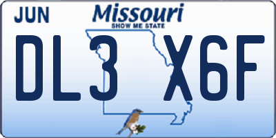 MO license plate DL3X6F
