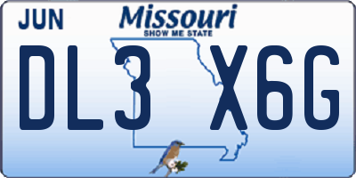 MO license plate DL3X6G