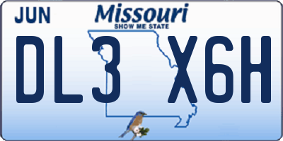 MO license plate DL3X6H