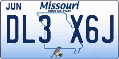 MO license plate DL3X6J