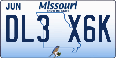 MO license plate DL3X6K