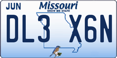 MO license plate DL3X6N