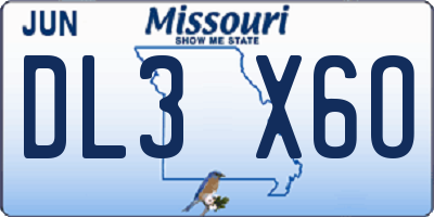 MO license plate DL3X6O