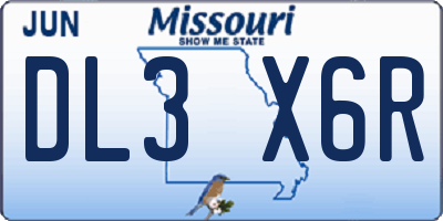 MO license plate DL3X6R