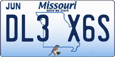 MO license plate DL3X6S