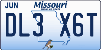 MO license plate DL3X6T