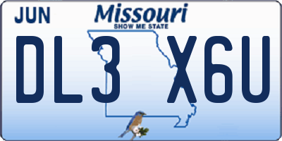 MO license plate DL3X6U