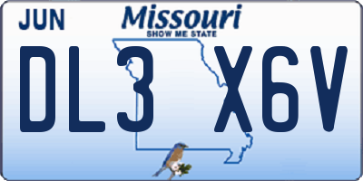 MO license plate DL3X6V