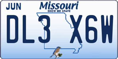 MO license plate DL3X6W