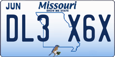 MO license plate DL3X6X