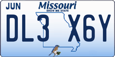 MO license plate DL3X6Y