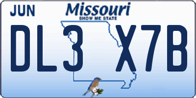 MO license plate DL3X7B