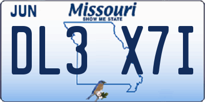 MO license plate DL3X7I