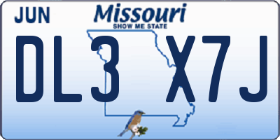 MO license plate DL3X7J
