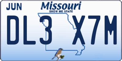 MO license plate DL3X7M