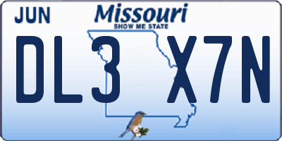 MO license plate DL3X7N
