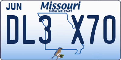 MO license plate DL3X7O