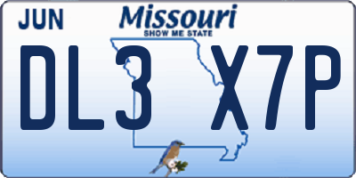 MO license plate DL3X7P