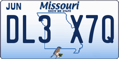 MO license plate DL3X7Q