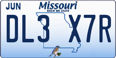 MO license plate DL3X7R