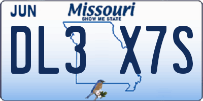 MO license plate DL3X7S