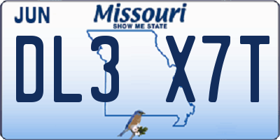 MO license plate DL3X7T