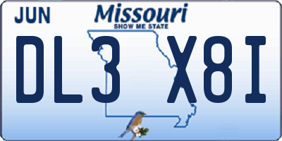 MO license plate DL3X8I