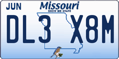 MO license plate DL3X8M