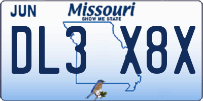 MO license plate DL3X8X