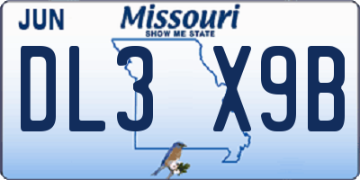 MO license plate DL3X9B